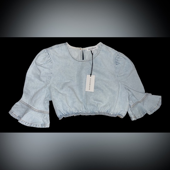 WEWOREWHAT Comfort Denim Crop Top - Size Medium - Picture 2 of 2